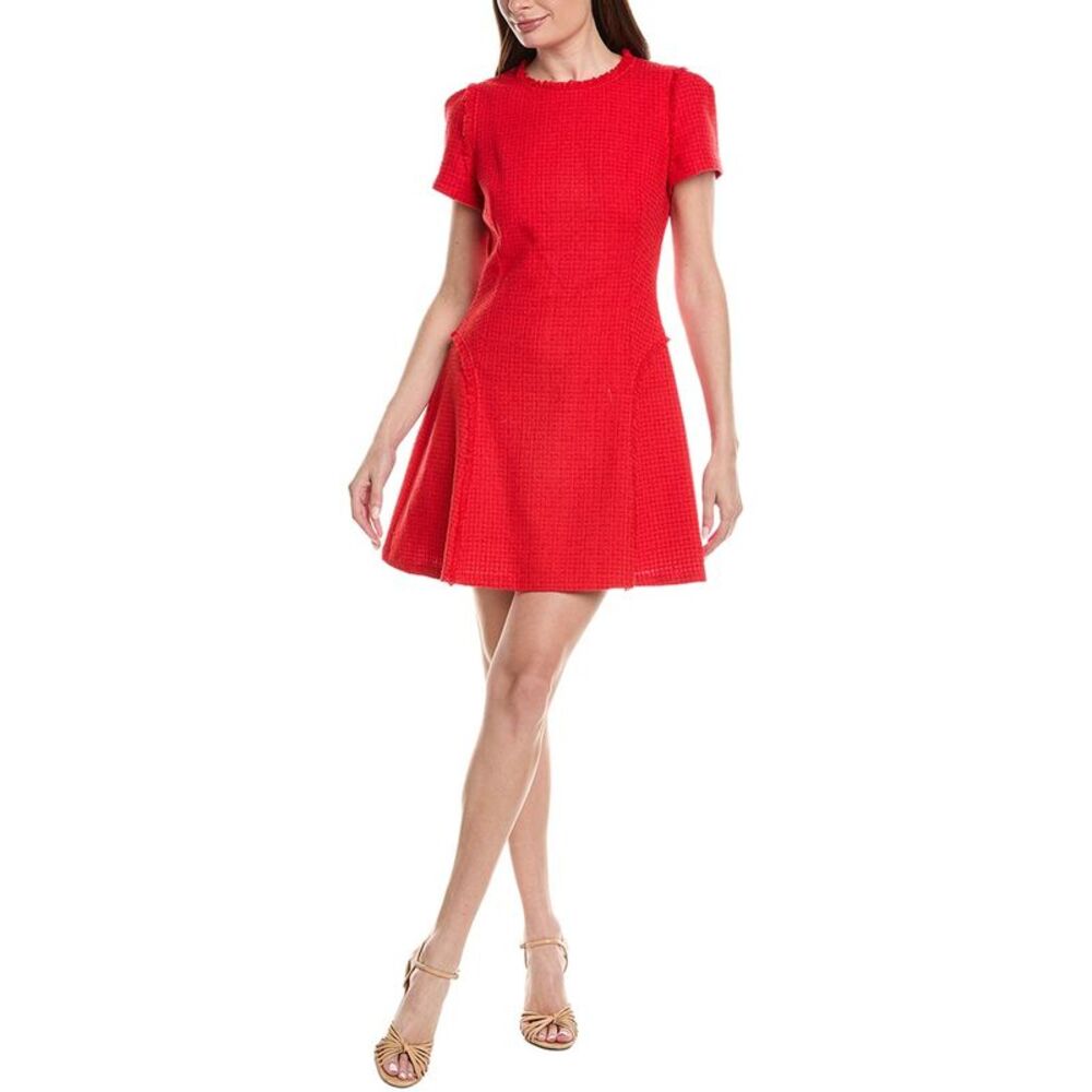 Milly Womens Samara Boucle Mini Dress, Red